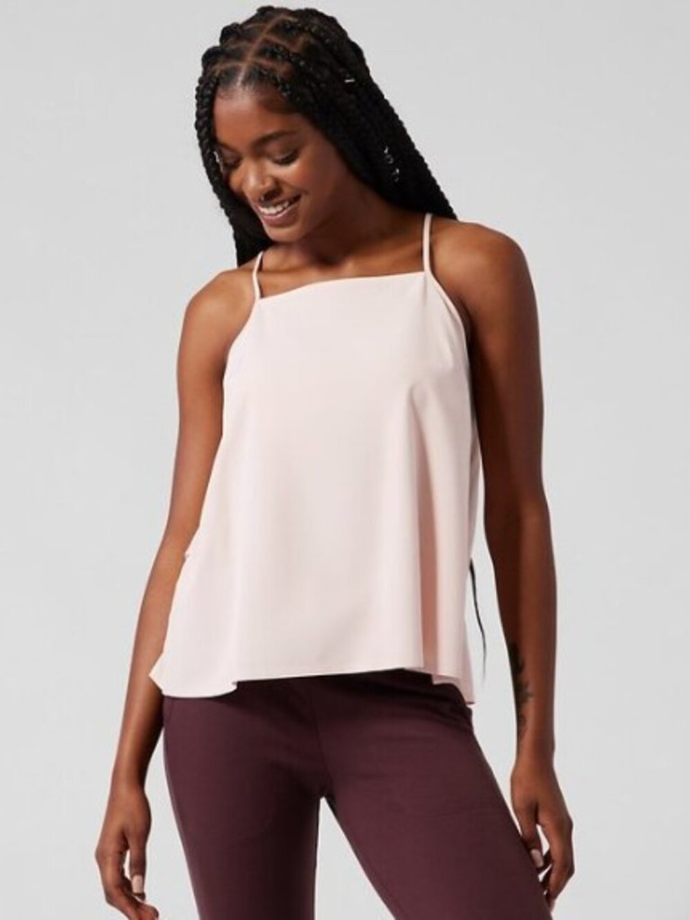 Athleta Hayes Pleated Tank Light Pink Women's XL